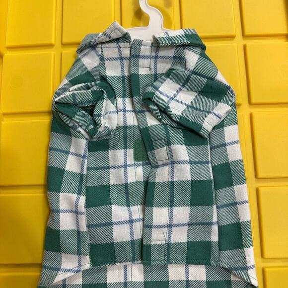 Top Paw Green and Blue Shacket Plaid Dog Shirt - S - Picture 10 of 13